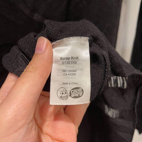 CHEAP MONDAY Distressed black turtleneck Size S/ fits Size 4 - Picture 8 of 10